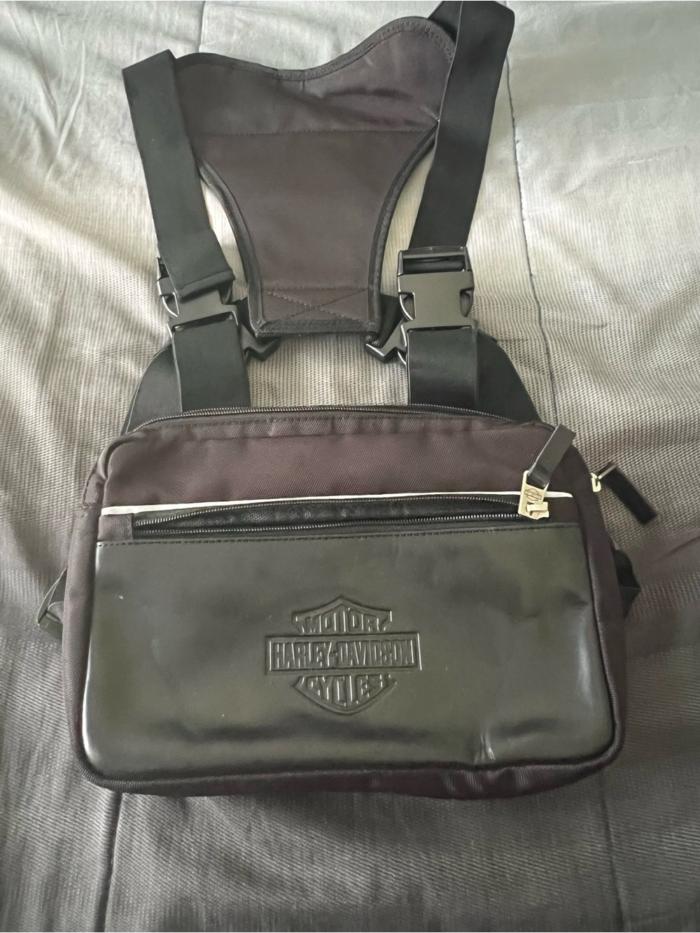 Harley-Davidson Black Chest Harness Bag with Embossed Logo